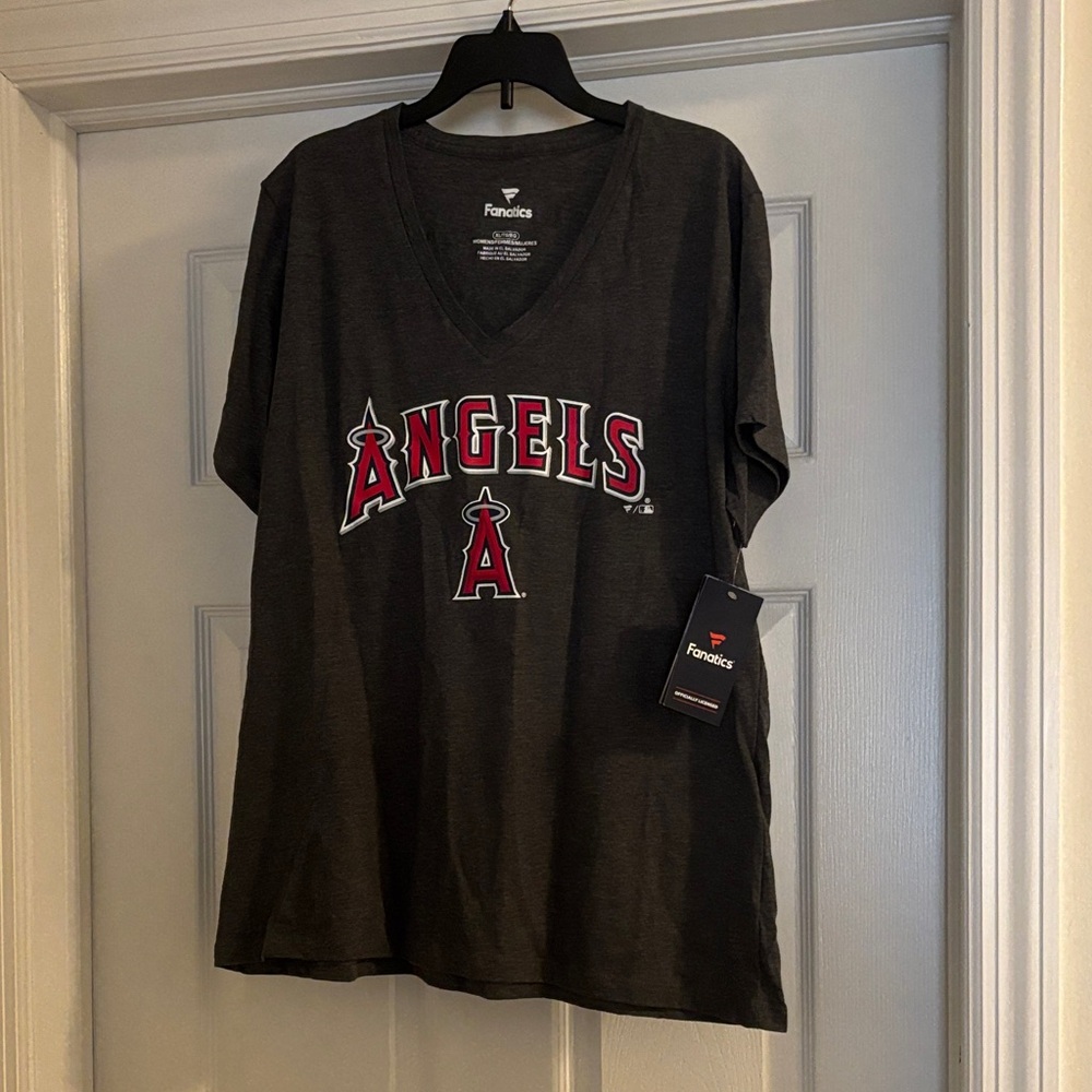 Women’s Fanatics Charcoal T-Shirt with Angels Logo